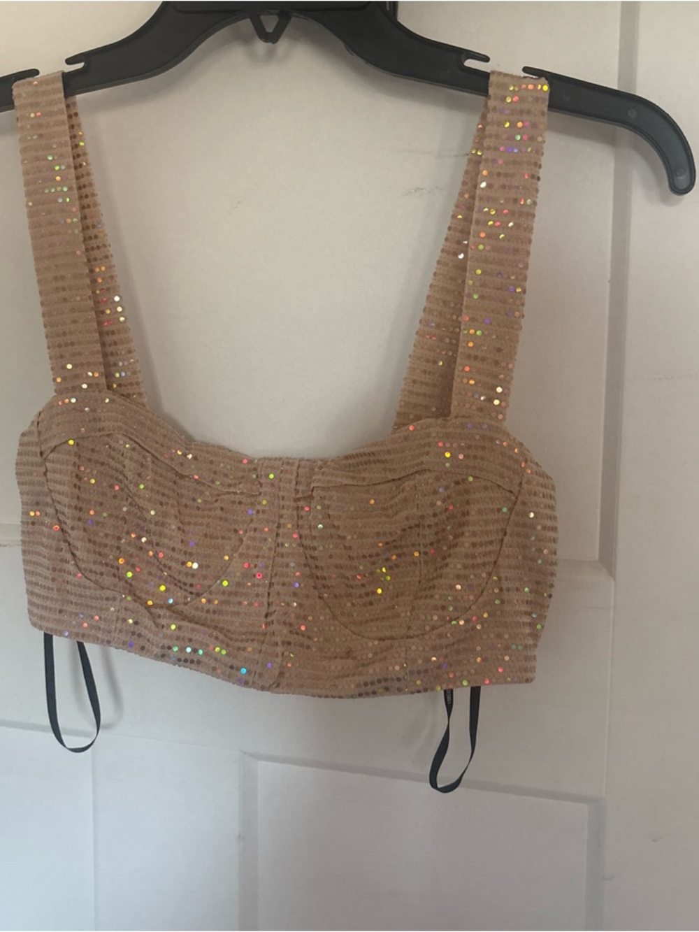 Forever 21 Nude/Tan Sequin Cropped Bustier Top